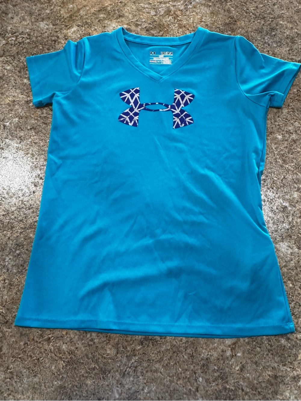 Under Armour Girls YMD Medium Teal HeatGear V-Neck Athletic Shirt